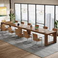 7 ft Conference Table for 6 to 8 People, Modern Rectangle Meeting Room Desk for Boardroom, Home Office (2, Brown)