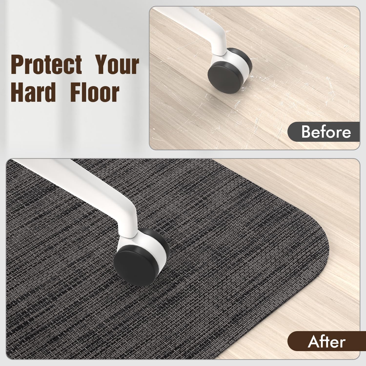 Office Chair Mat for Hardwood Floor and Low Pile Carpet, 36"x 48" Desk Chair Mat for Hard Wood, Anti-Slip Hard Floor Protector Rolling Chair Mats, PVC Mat Desk Rug for Home, Black