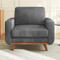 38.5" Accent Chair Dark Gray, Comfy Corduroy Single Sofa Seat with Spring Cushion, Upholstered Armchair with Deep Seat, Reading Chair for Adults, Modern Sofa for Living Room, Bedroom