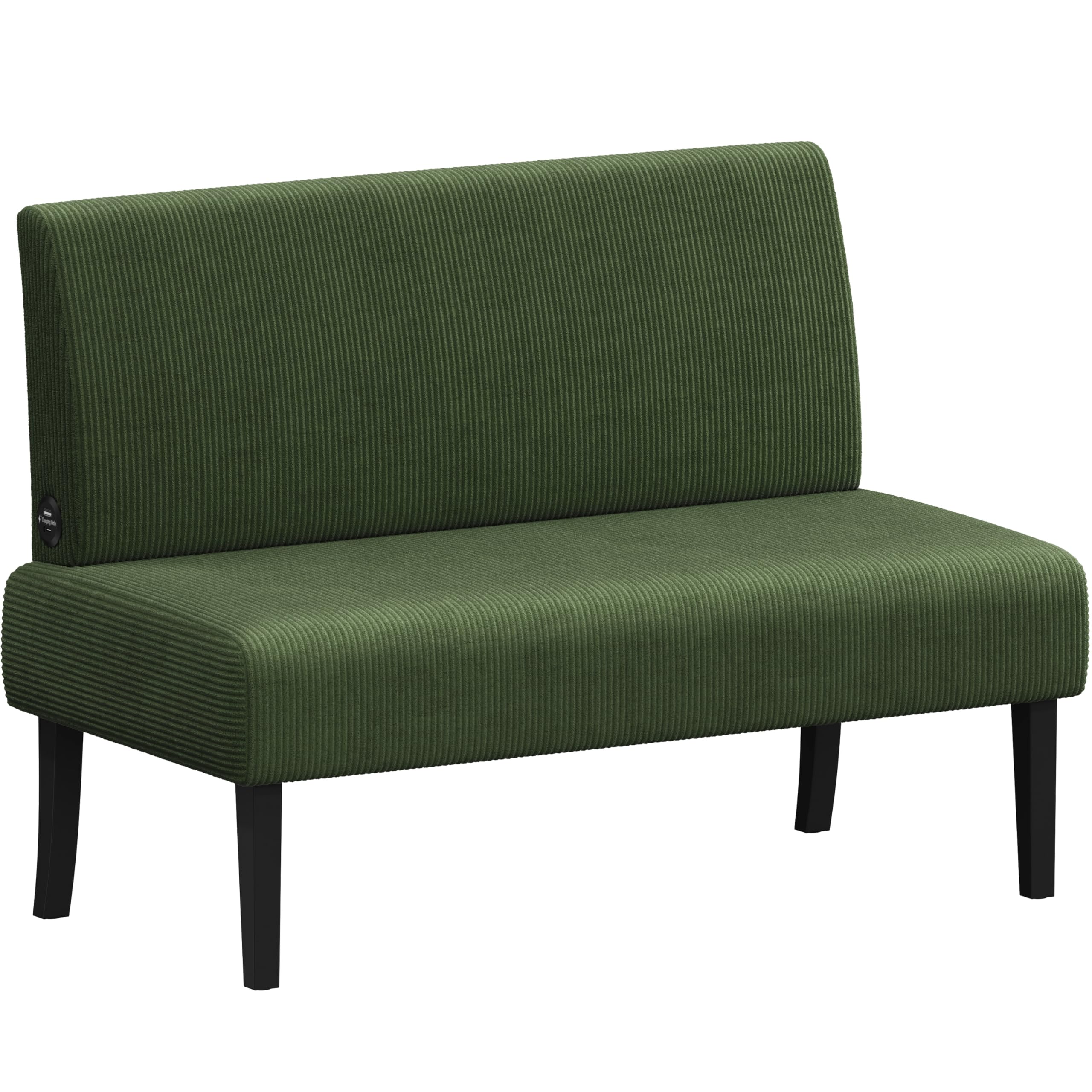 Small Mini Sofa Couch Armless Loveseat, Corduroy Fabric & Easy Assembly, for Small Spaces Office,Living Room,Dorm,Apartment, Green