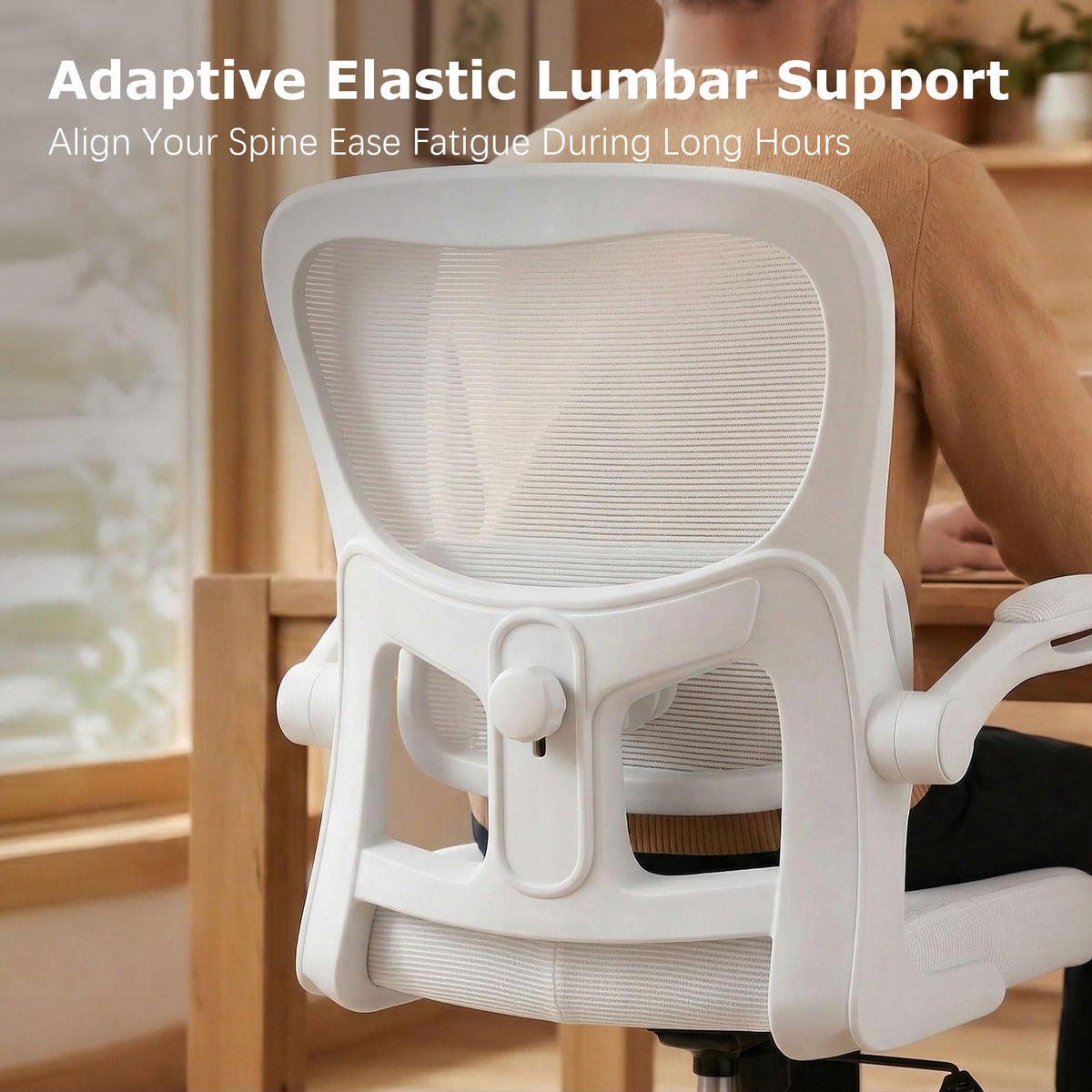 Office Chair Ergonomic Desk Chairs with Adjustable Lumbar Support, High Back Breathable Mesh Chair with Wheels& Flip-up Armrests,Rolling Swivel Comfy Task Computer Chair for Home Work Gaming