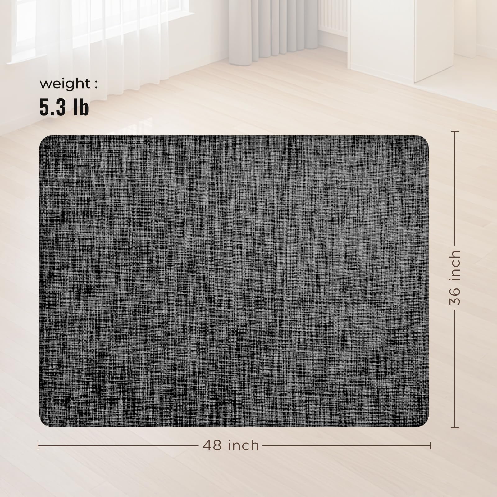 Office Chair Mat,36"x48" Anti-Slip Waterproof Hardwood Floor Chair Mat,Heavy Duty Floor Protector Rolling Chairs for Home Office(Black)