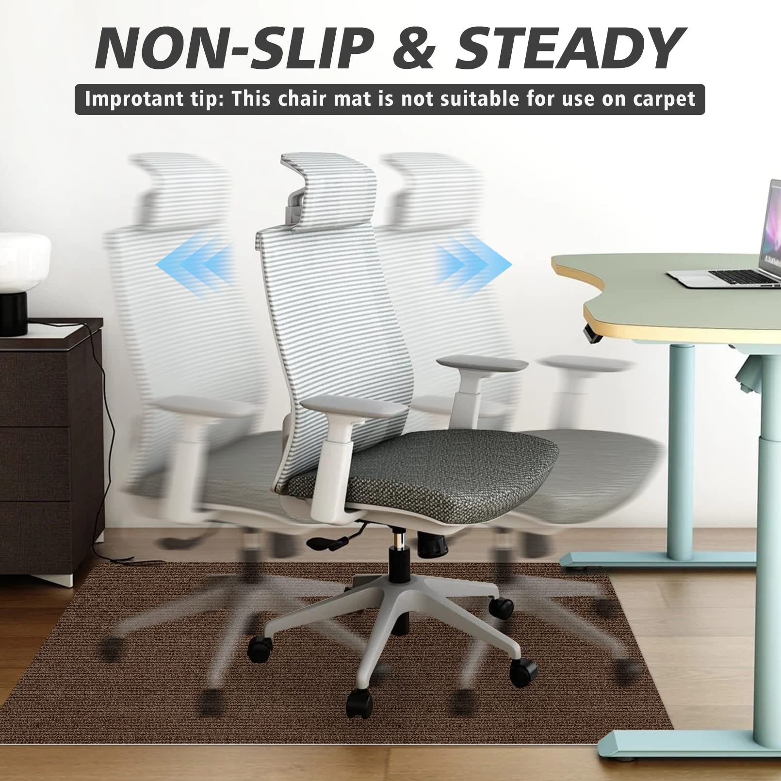 Office Chair Mat for Hardwood Floor,Office Computer Gaming Chair Mat for Tile Floor,Large Floor Protector Rug,Anti-Slip,Easy to Clean,Coffee(48"x36")