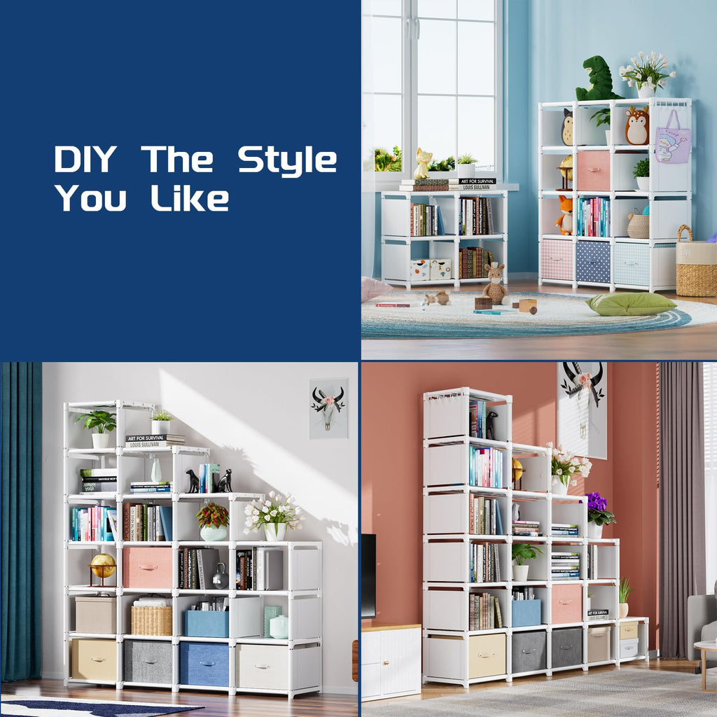 20 Cube Book Shelf, Storage Organizer, Large DIY Bookcase, Metal Cube Bookshelf, Cubbies Closet Storage Organizer Shelves for Bedroom,Living Room,Home,Office