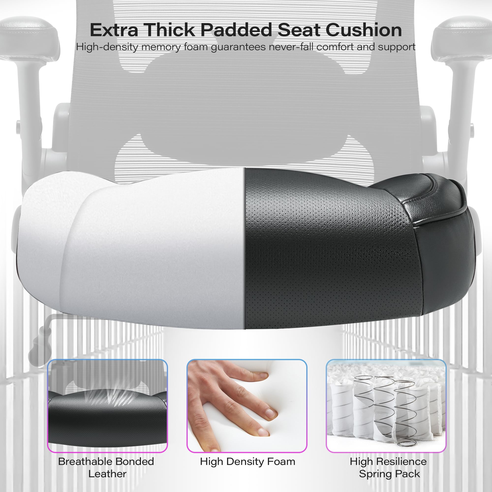 600lbs Big and Tall Office Chair- Heavy Duty Executive Computer Chair with 3D Flip Arms Large Wheels, Ergonomic Mesh High Back Desk Chair, Extra Wide Seat Adjustable Lumbar Support&Headrest