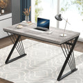 Modern Desks, Rustic Wood and Metal Computer Desk for Home Office, Simple Study Writing Work PC Table for Bedroom Living Room, Light Grey, 47 Inch