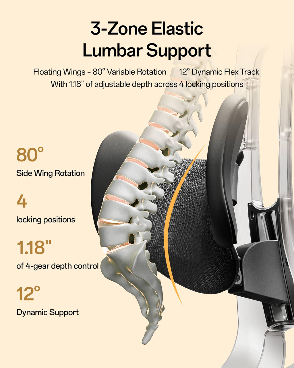 E3 Air 2026 Ergonomic Office Chair, 3-Zone Lumbar Support, Comfy Home Office Chair with Auto Recline, 4D Headrest & Armrests, 140° Tilt for Work & Relax, Black