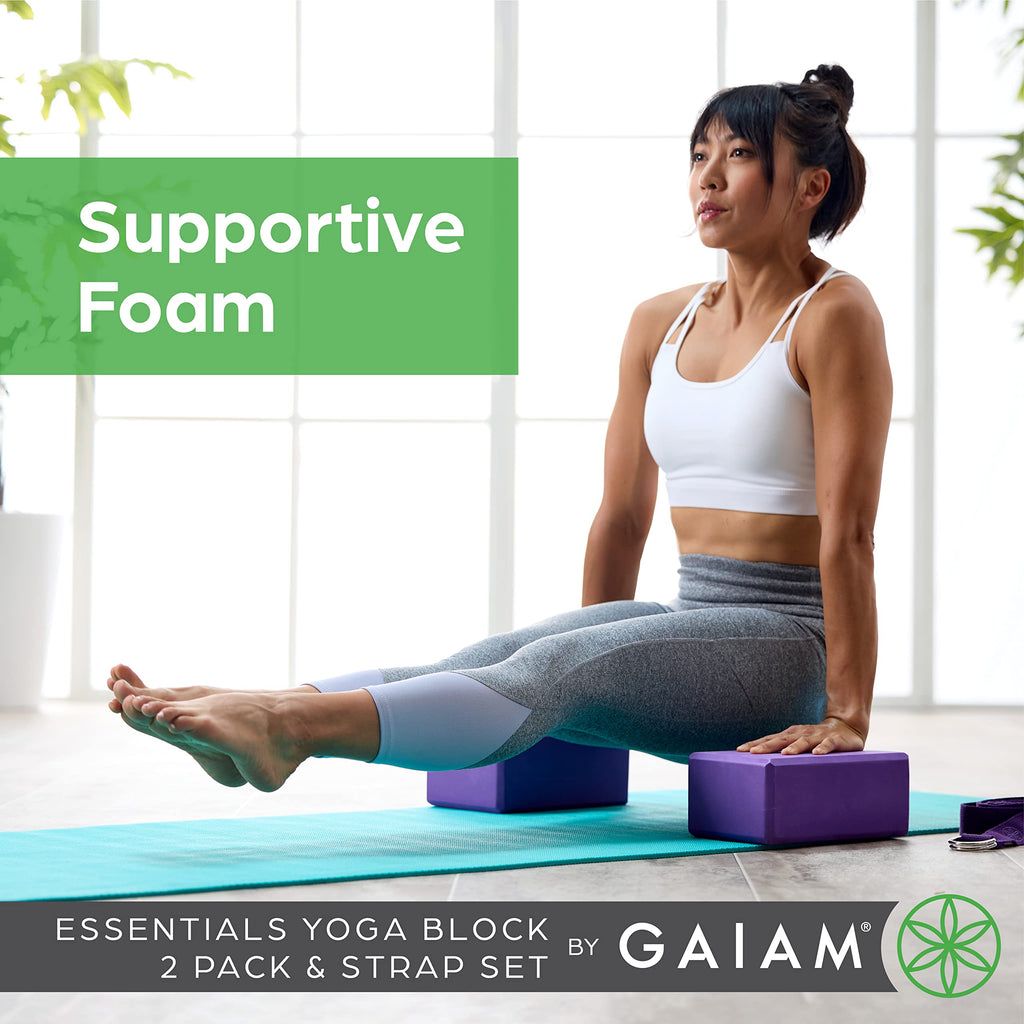 2-Pack Yoga Blocks & Strap Set - Black
