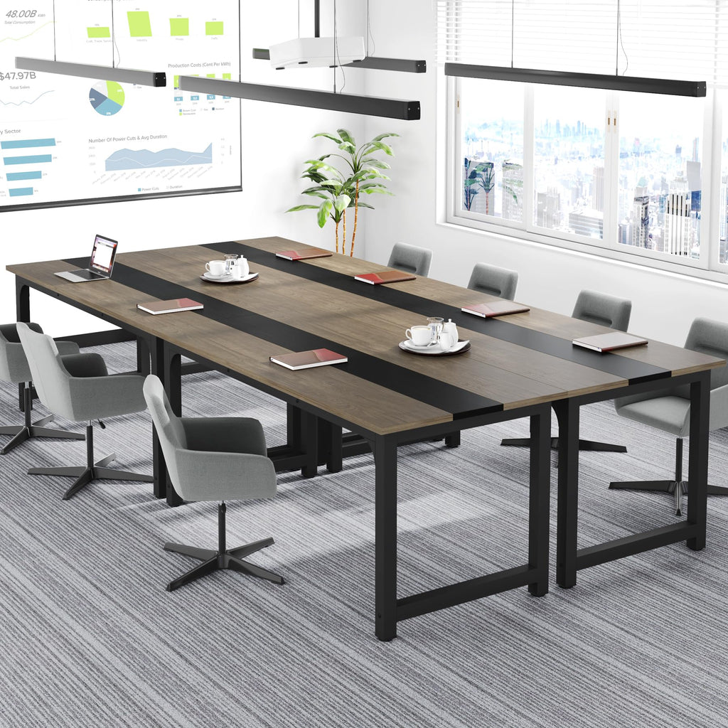 70.8” Executive Desk, Large Office Computer Desk with Thicken Frame, Modern Simple Workstation Business Furniture for Home Office, Vintage Grey/Black