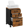 Mobile File Cabinet, 3 Drawers Filing Cabinet with Wheels, for Home Office, for A4, Letter Sized Documents, Adjustable Hanging Rail for File Folders, Rustic Brown and Ink Black