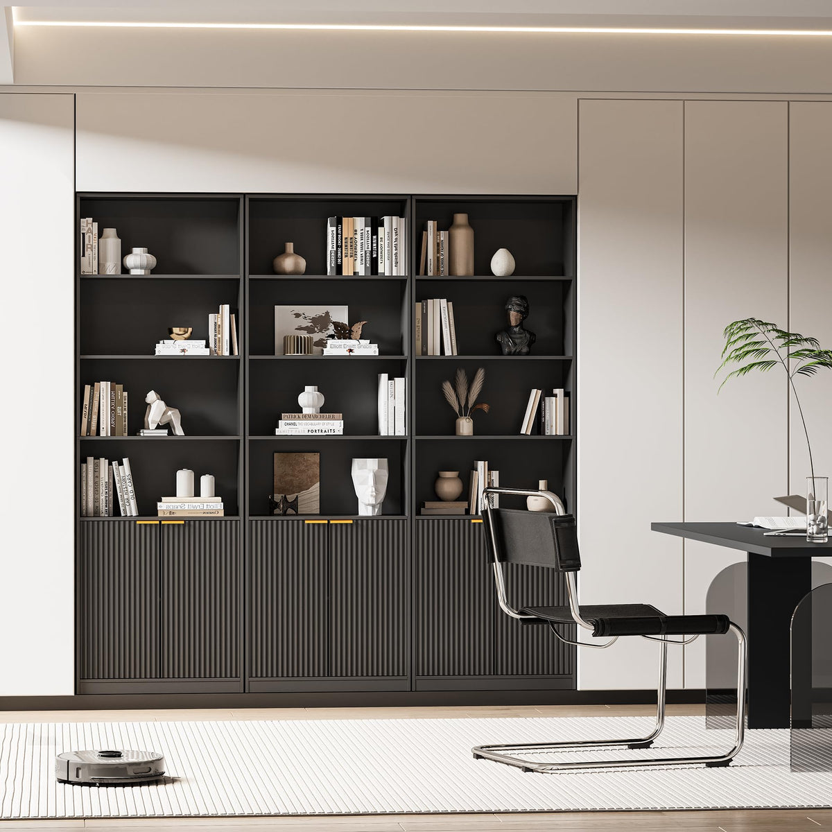 69" Tall Book Shelve Bookcases with Doors, Floor Standing 6 Shelf Display Shelves, Freestanding Shelving Unit with Closed Doors for Storage, Home Decor Furniture for Living Room Home Office