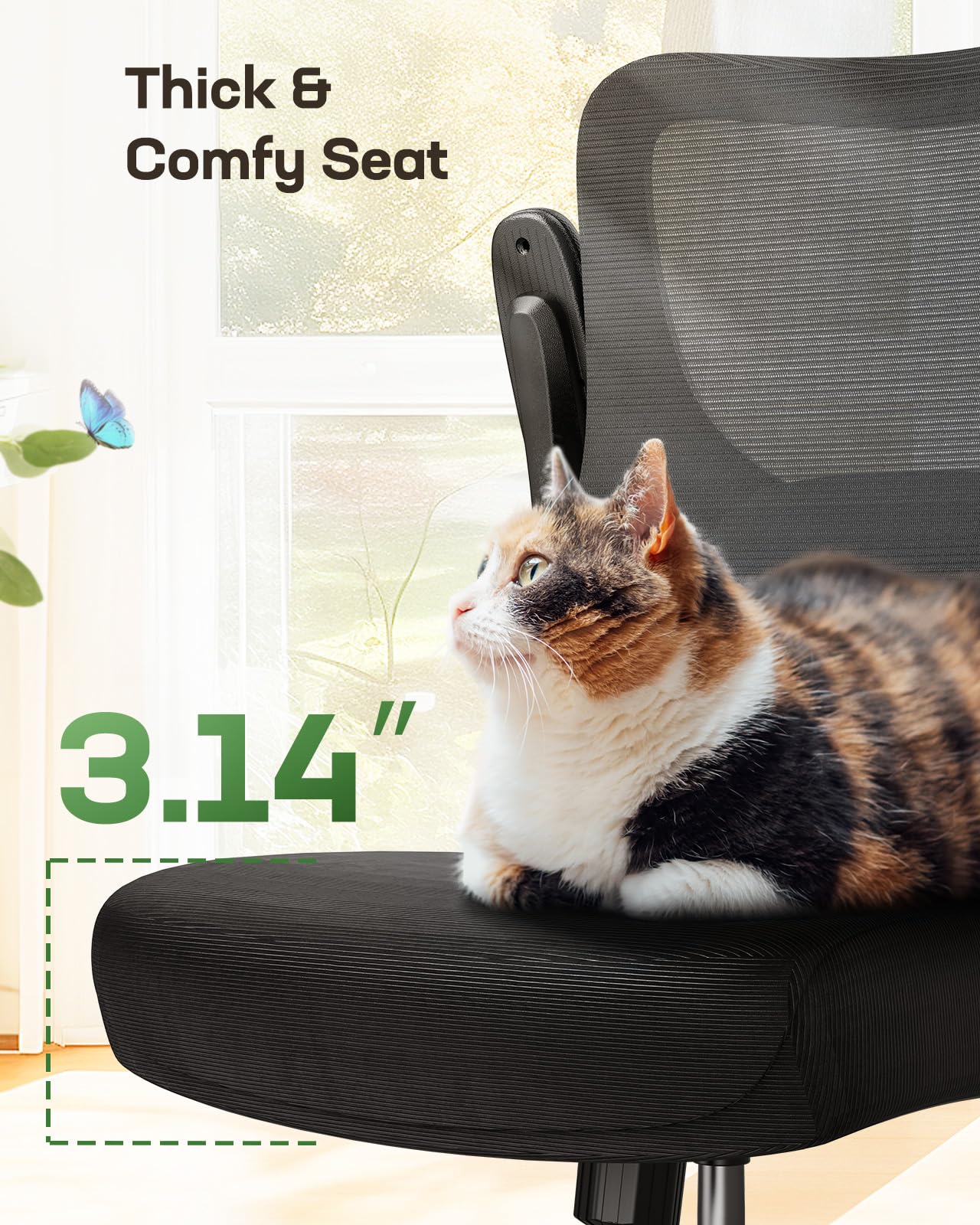 Drafting Chair, Tall Office Chair with 2D Lumbar Support, Standing Desk Chair,High Office Chair with Padded Flip-Up Armrests & Adjustable Footrest Ring, Ebony