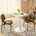 Hansweld Square Dining Table, 24" Tulip Table with Thickened Tabletop & Metal Pedestal, Mid Century Modern Bistro Table for Kitchen, Small Places, Living Room, Cafe (White)