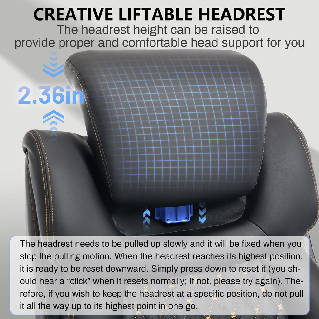 Big and Tall Office Chair 750lbs, Executive Office Chair with Adjustable Headrest&Lumbar Airbag Support, PU Leather High Back Heavy Duty Desk Chair 5D Flip Arms, Ergonomic Thick Spring Cushion, Black