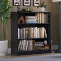 Solid Wood Bookshelf - 32” W x 36" H - 3 Shelf Bookcase - Black, Short Bookcase with Adjustable Shelves for Living Room Display Furniture, 100% Eco-Friendly Wood, Modular Cabinets