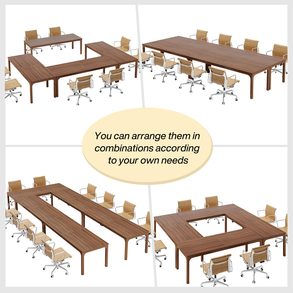 6.5 FT Conference Room Table, 78.74" W x 27.56" D Large Office Conference Table, Modern Seminar Meeting Table Desk for Boardroom, Meeting Room (1, Walnut)