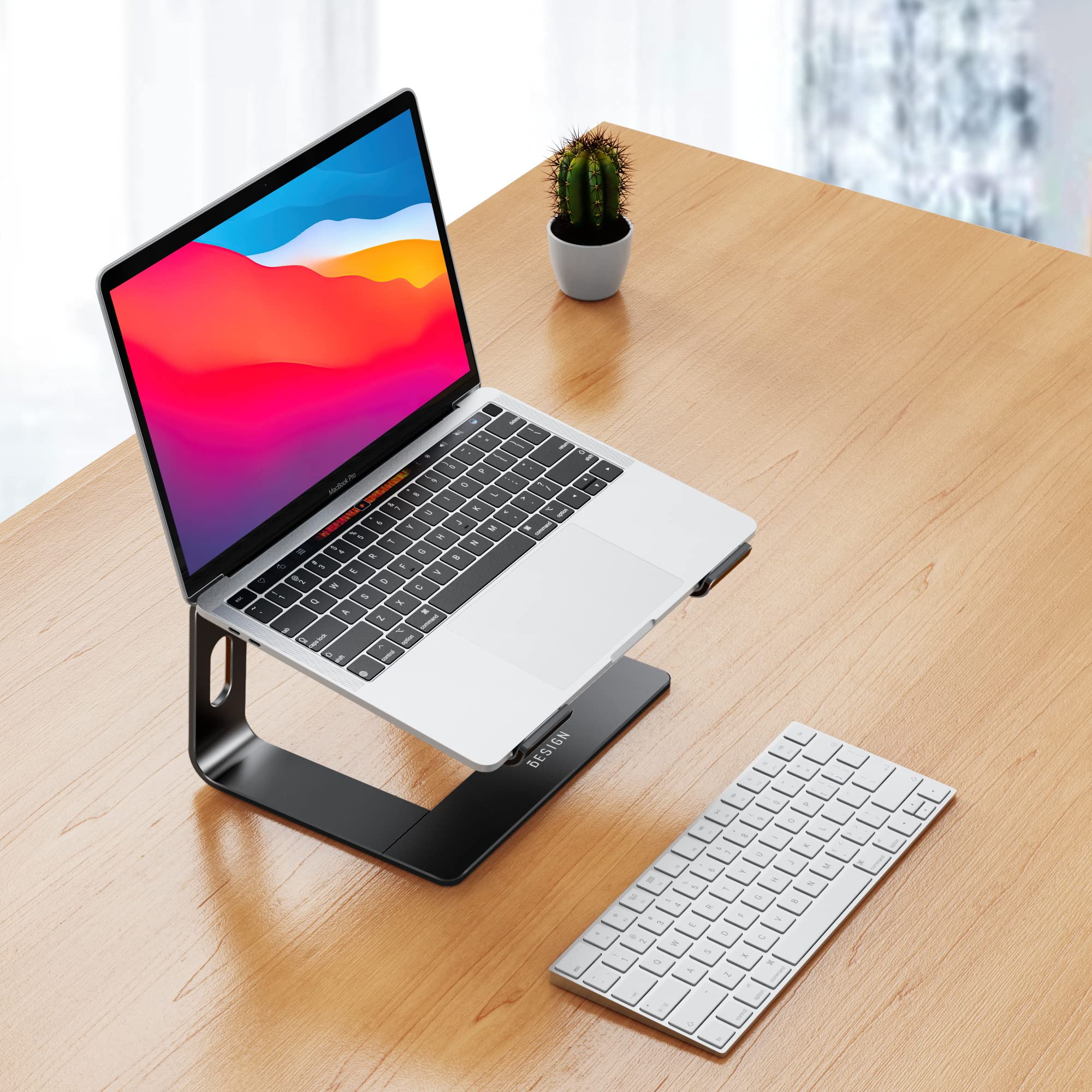 Aluminum Laptop Stand, Ergonomic Detachable Computer Stand, Notebook Riser, Laptop Mount Compatible with Air, Pro, Dell, HP, Lenovo More 10-15.6" Laptops, Black