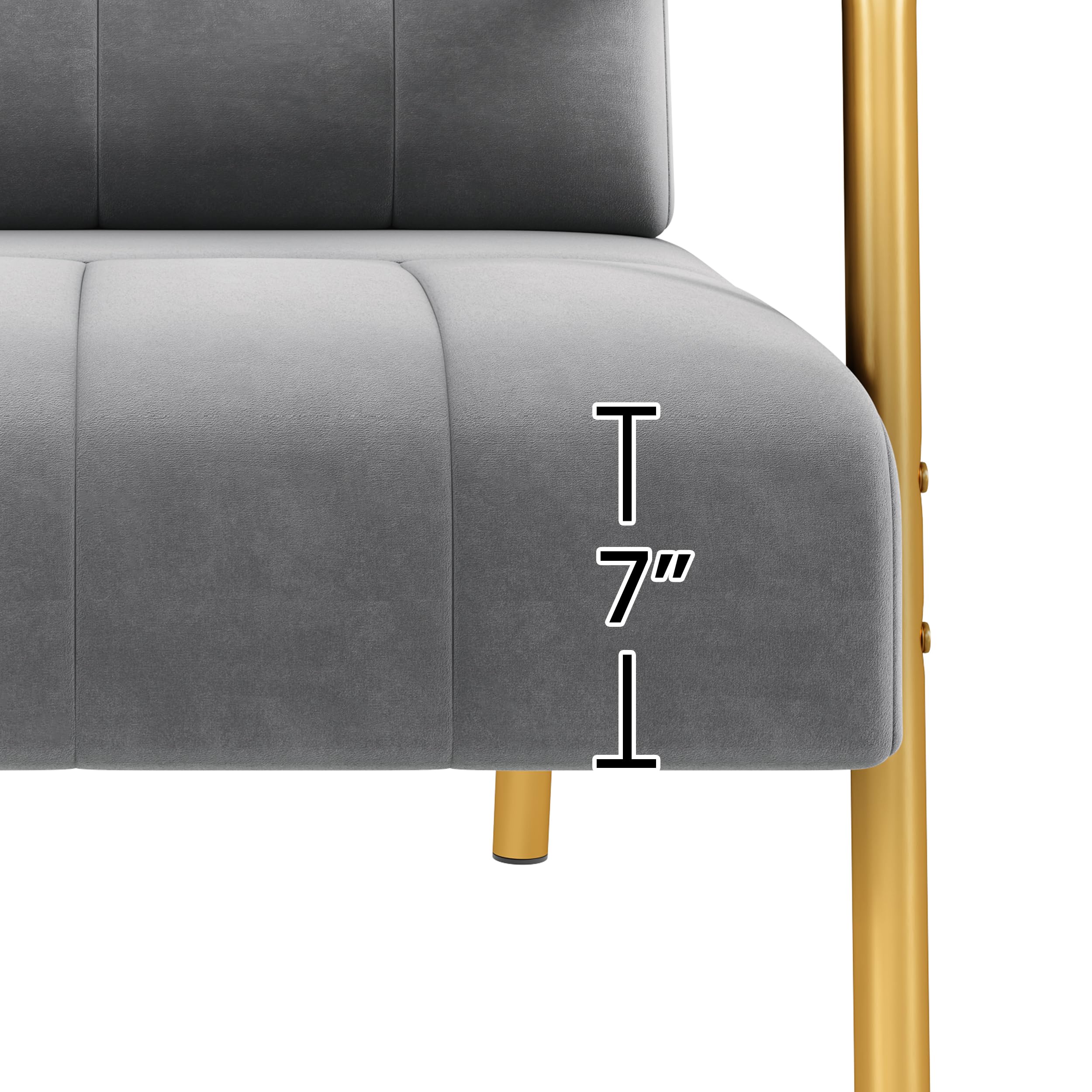 30" W Modern Sofa Small Sofa Luxurious Velvet Fabric Couch with Gold-Tone Metal Arms and Legs for Living Room, Office, Studio Light Gray