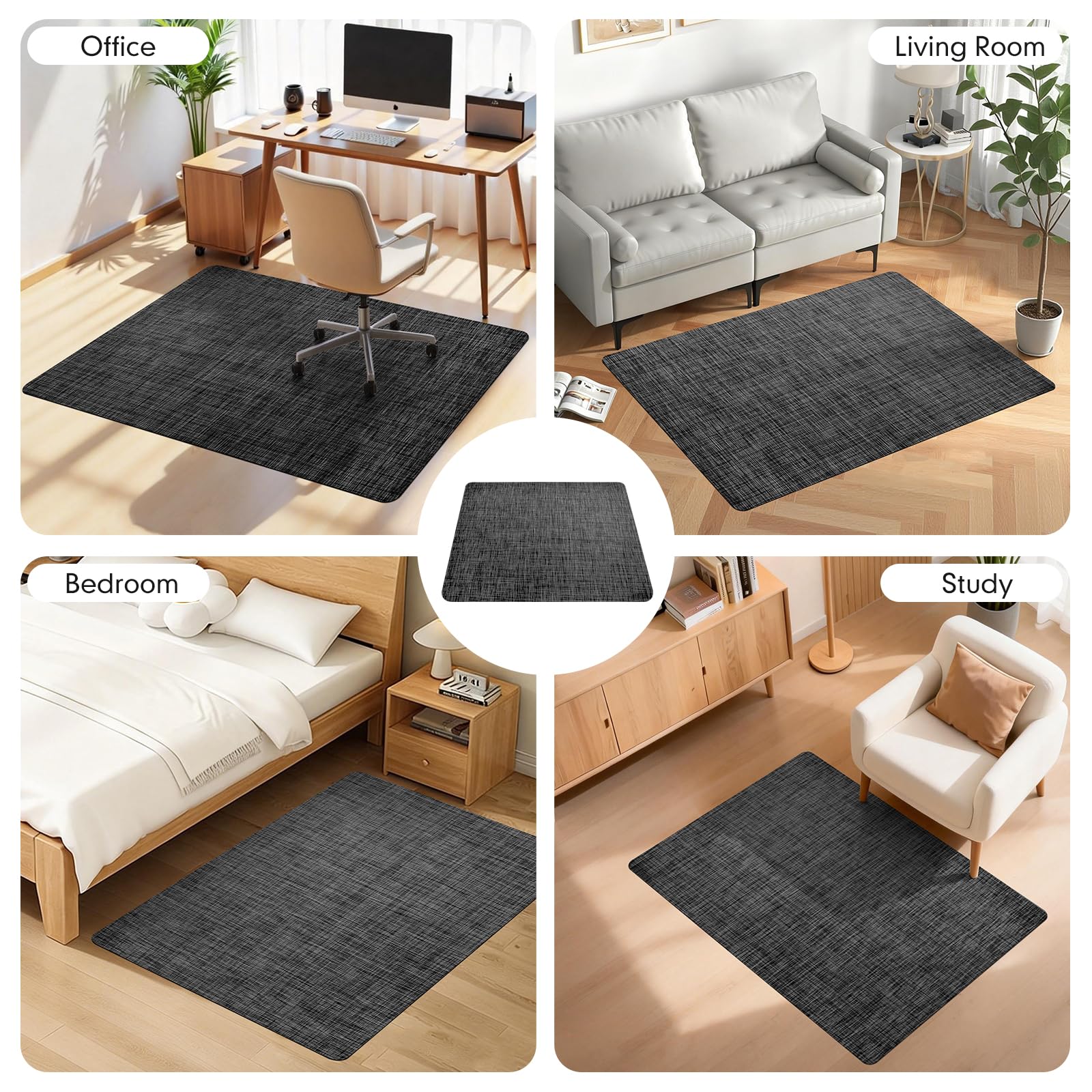 Office Chair Mat,36"x48" Anti-Slip Waterproof Hardwood Floor Chair Mat,Heavy Duty Floor Protector Rolling Chairs for Home Office(Black)