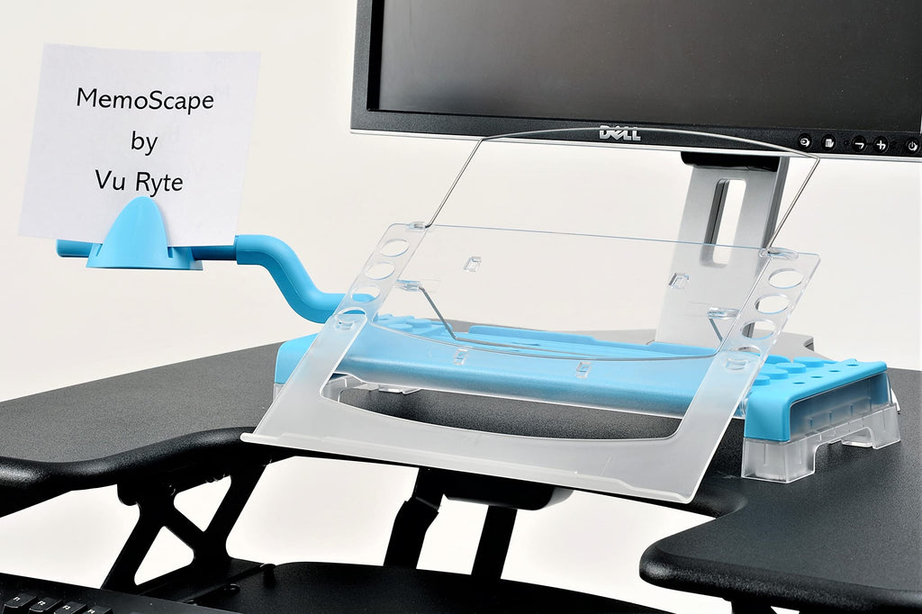 Adjustable in-Line Document Holder for Typing | Reduce Neck Strain, Improve Focus, Boost Desk Organization, and Workflow | Paper Holder Stand for Desk and Home Office - Sky Blue