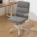 Office Chair Adjustable Desk Chair Mid Back Executive Comfortable Fabric Ergonomic Back Support Home Computer Chair with Padded Flip-up Armrest Swivel Wheels (Cement Gray)