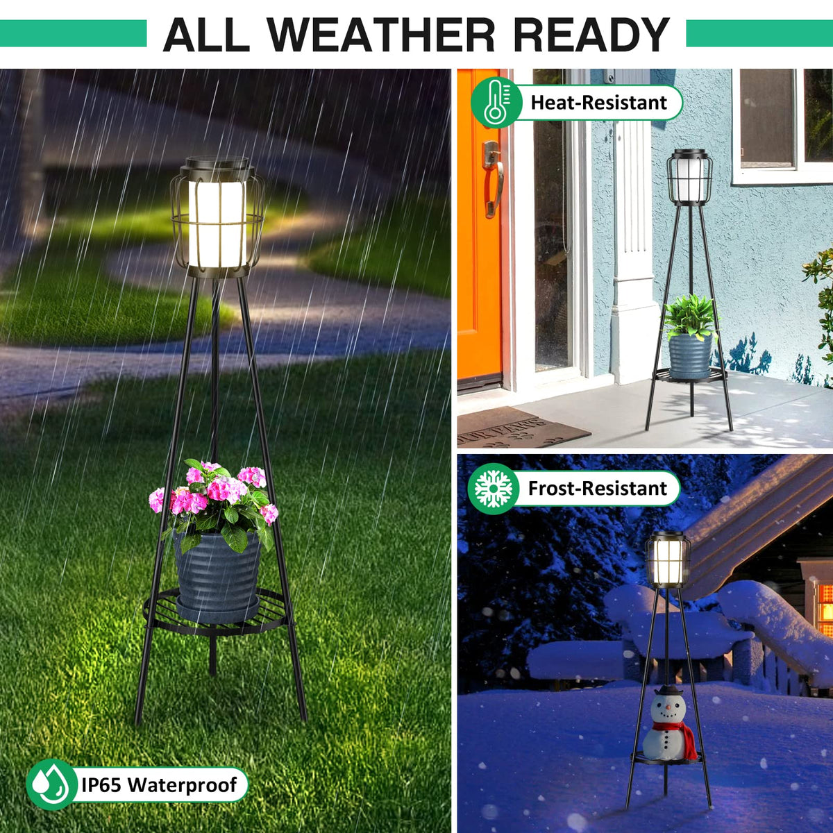 2 Pack Solar Lights with Plant Stand, Outdoor Floor Lamps, Waterproof Solar Powered Floor Lamps for Patio Deck Porch Yard Garden Decor