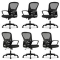 Ergonomic Office Chairs Set of 6, Mesh Conference Room Chairs, Swivel Computer Desk Chair with Wide Seat Cushion, Height Adjustable and Rocking Tilt for Home Office