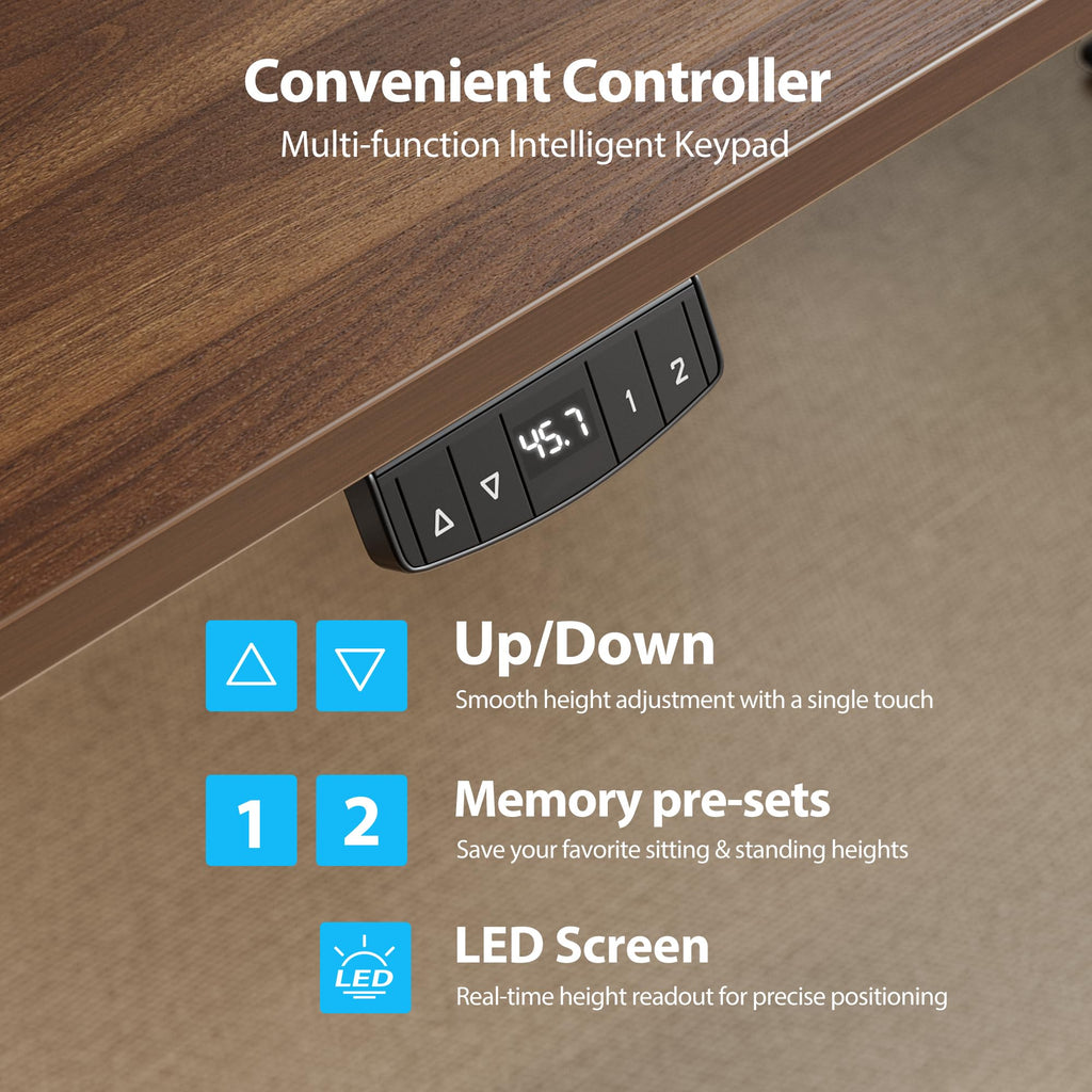 63*28 Inch Height Adjustable Electric Standing Desk, Dark Walnut