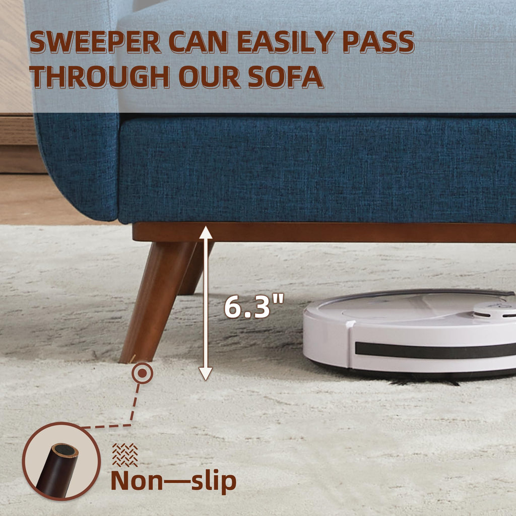 65.2" W Loveseat Sofa, Solid & Easy to Install Small Couch for Bedroom Office Apartment, Blue