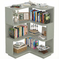 Corner Book Shelf, 4-Shelf L Shaped Corner Bookshelf with Baffle