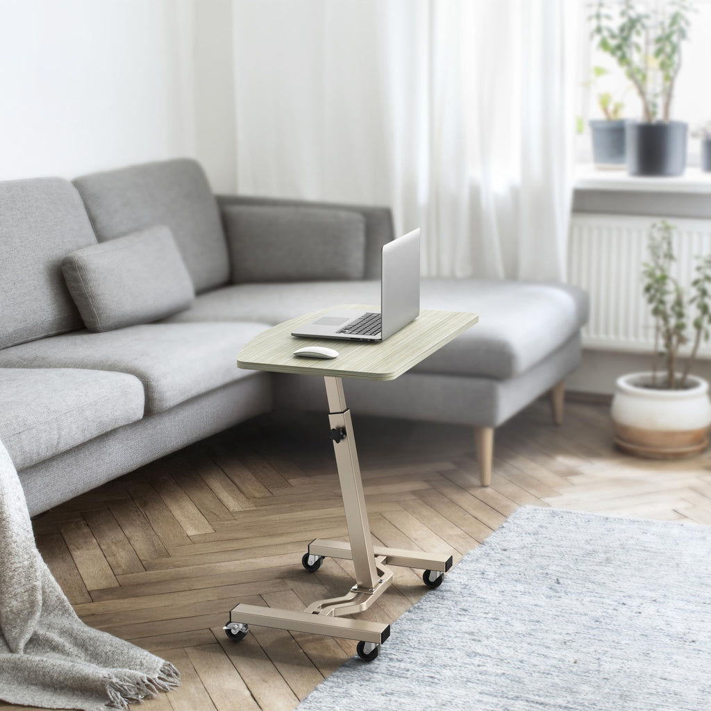 Mobile Height Adjustable Laptop Rolling Cart with Height Adjustment from 28" to 33", Maple