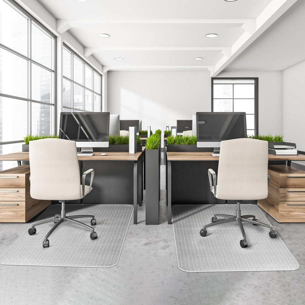Office Chair Mat for Carpets, 48"x 36" Heavy Duty Clear Plastic Floor Protector, Non-Slip Computer Desk Chair Mat for Low Pile Carpeted Floors, Smooth Rolling Carpet Chair Mat for Home Office