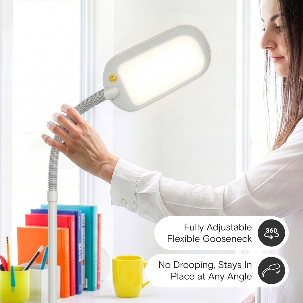 Litespan LED 2nd Edition Reading Floor Lamp with Cool, Soft & Warm White LED's - Built-in Dimmer - Adjustable Design Pivots in Any Direction - Energy Saving 12 Watts - Alpine White