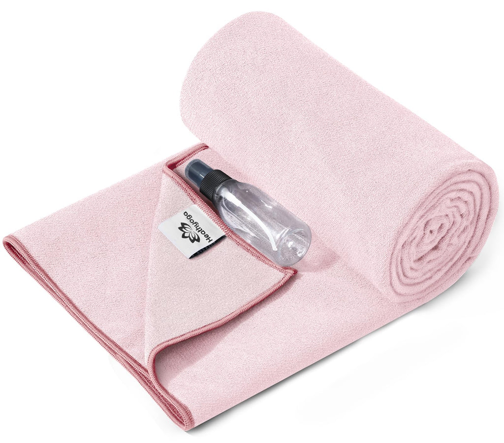 Yoga Mat Towel Non Slip for Hot Yoga Towel with Silicone Grip & Free Spray Bottle, 72"X26" Extra Large Microfiber Yoga Towel for Bikram, Pilates, Fitness (Pink)