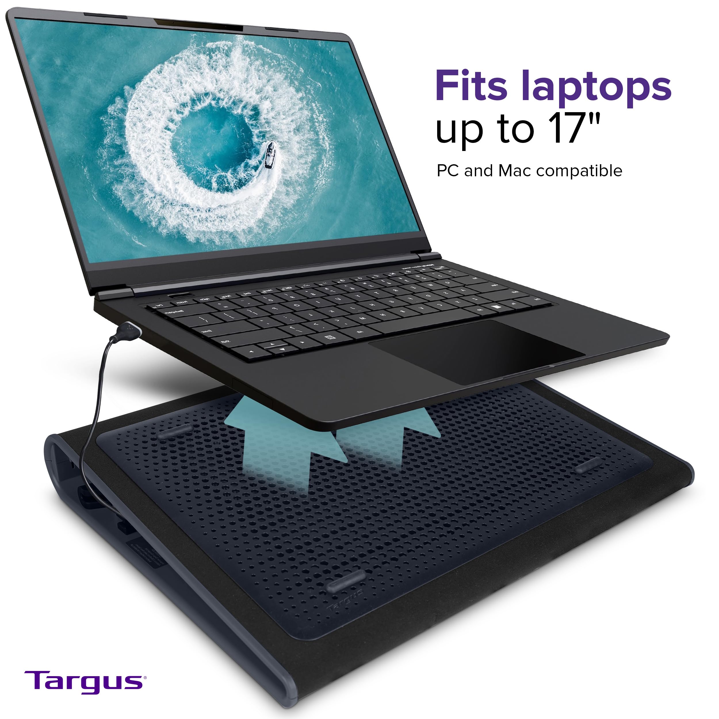 (Pack of 8) 17 Inch Dual Fan Lap Chill Mat - Soft Neoprene Laptop Cooling Pad for Heat Protection,Fits Most 17" Laptops and Smaller - USB-A Connected Dual Fans for Heat Dispersion