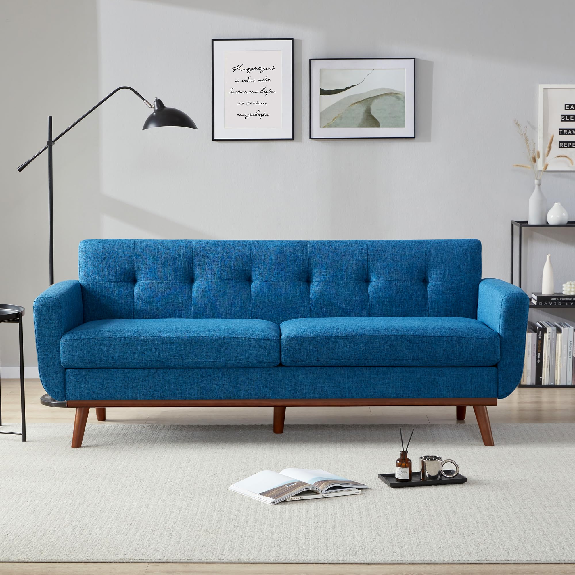 77.2" W Loveseat Sofa, Solid & Easy to Install Small Couch for Bedroom Office Apartment, Blue