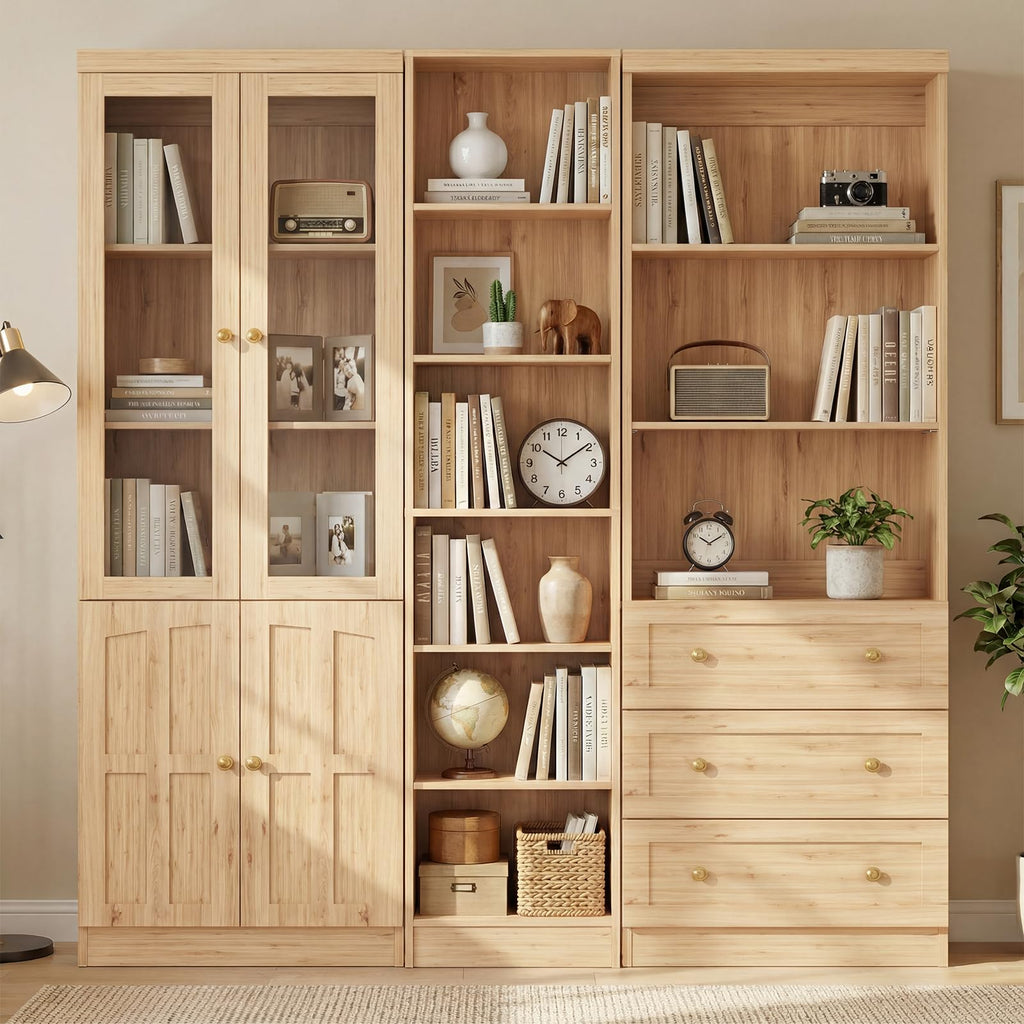 80" H Bookshelf with Adjustable Shelves and Thickened Top Panel
