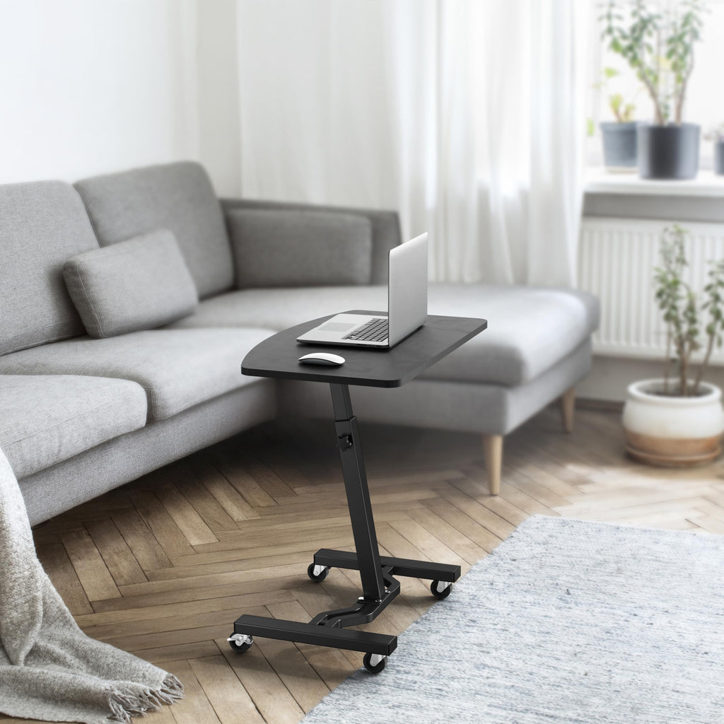 Mobile Height Adjustable Laptop Rolling Cart with Height Adjustment from 28" to 33", Black