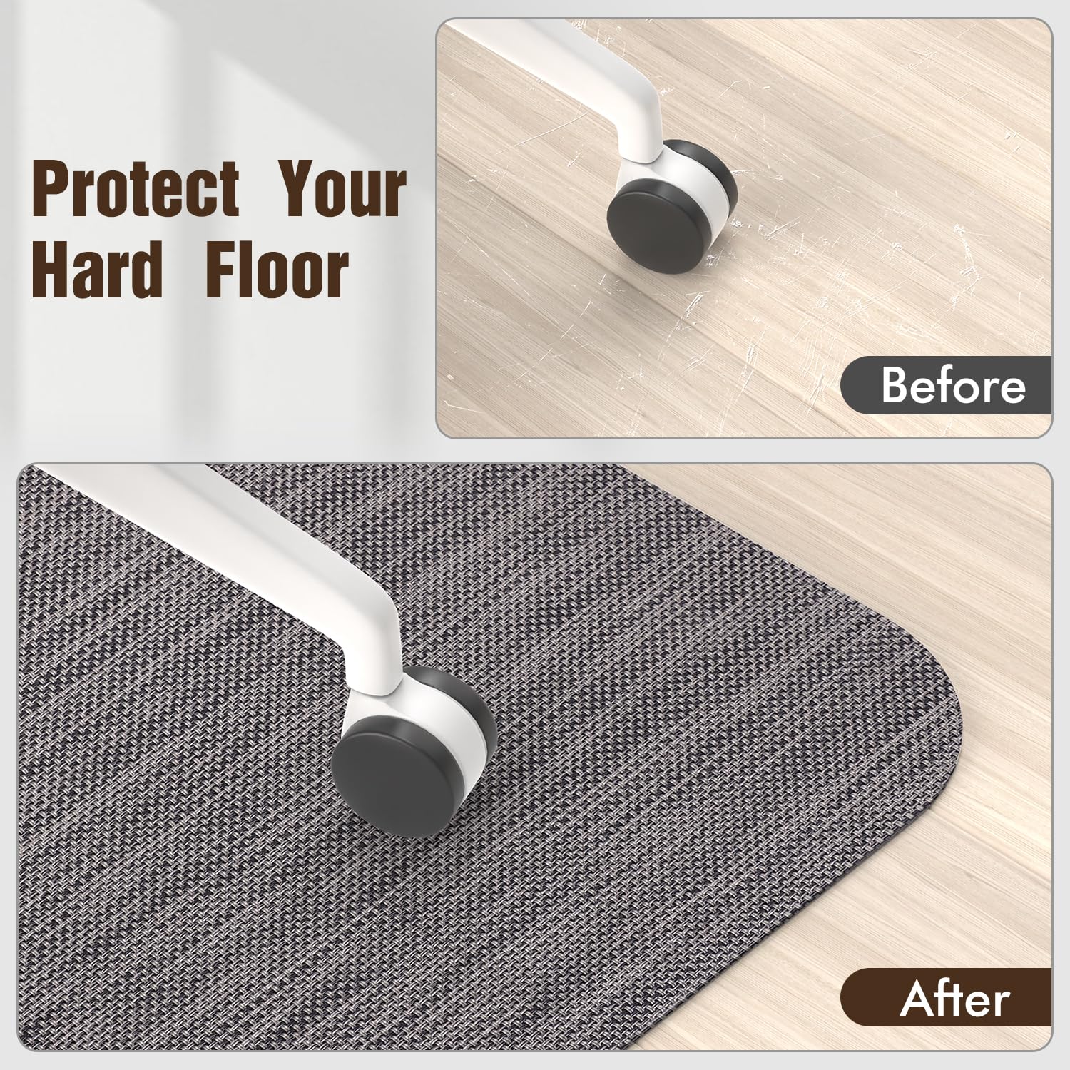 Office Chair Mat for Hardwood Floor, 36" x 48" Desk Computer Chair Mat for Hard Wood and Tile Floor, Large Anti-Slip Hard Floor Protector Rolling Chair Mat, PVC Mat Desk Rug for Office Home