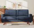 68" Loveseat Sofa Dark Blue, Comfy Corduroy Couch with Spring Cushion and Solid Wood, Modern Extra Deep Seat for Bedroom, Living Room, Office