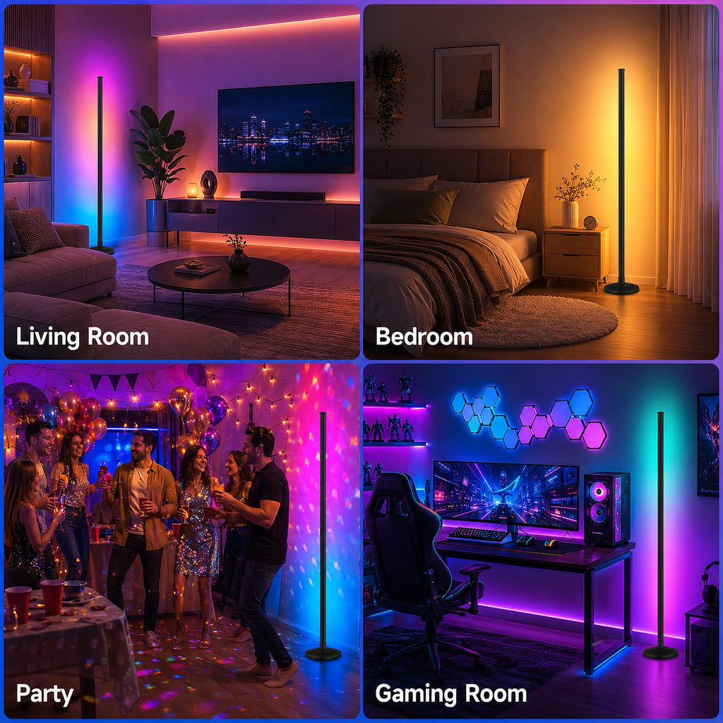 RGB Corner Floor Lamp,1800LM LED Standing Lamp for Gaming Room,1P
