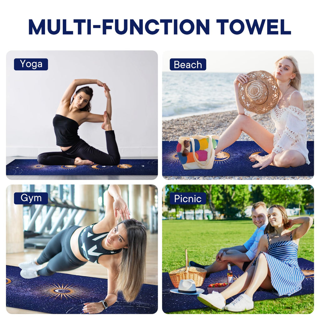 Yoga Towels, Non Slip Hot Yoga Mat Towel with Grip Dots,Super-Absorbent Soft Microfiber Yoga Blanket for Pilates, Fitness and Workout 72inch x 24inch