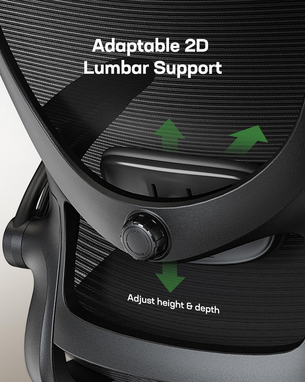 Ergonomic Office Chair with Adjustable Lumbar Support, 3-Way PU Armrests & Breathable Mesh for Home Office and Gaming