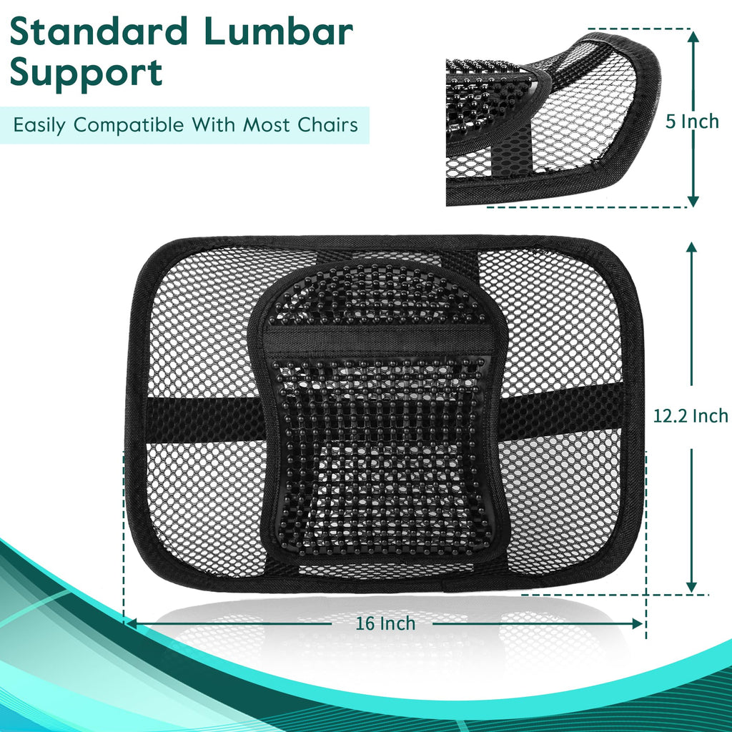 2 Pack Mesh Back Lumbar Support, Back Support Seat Cushion with Breathable Mesh for Office Chairs Car 12” x 16”