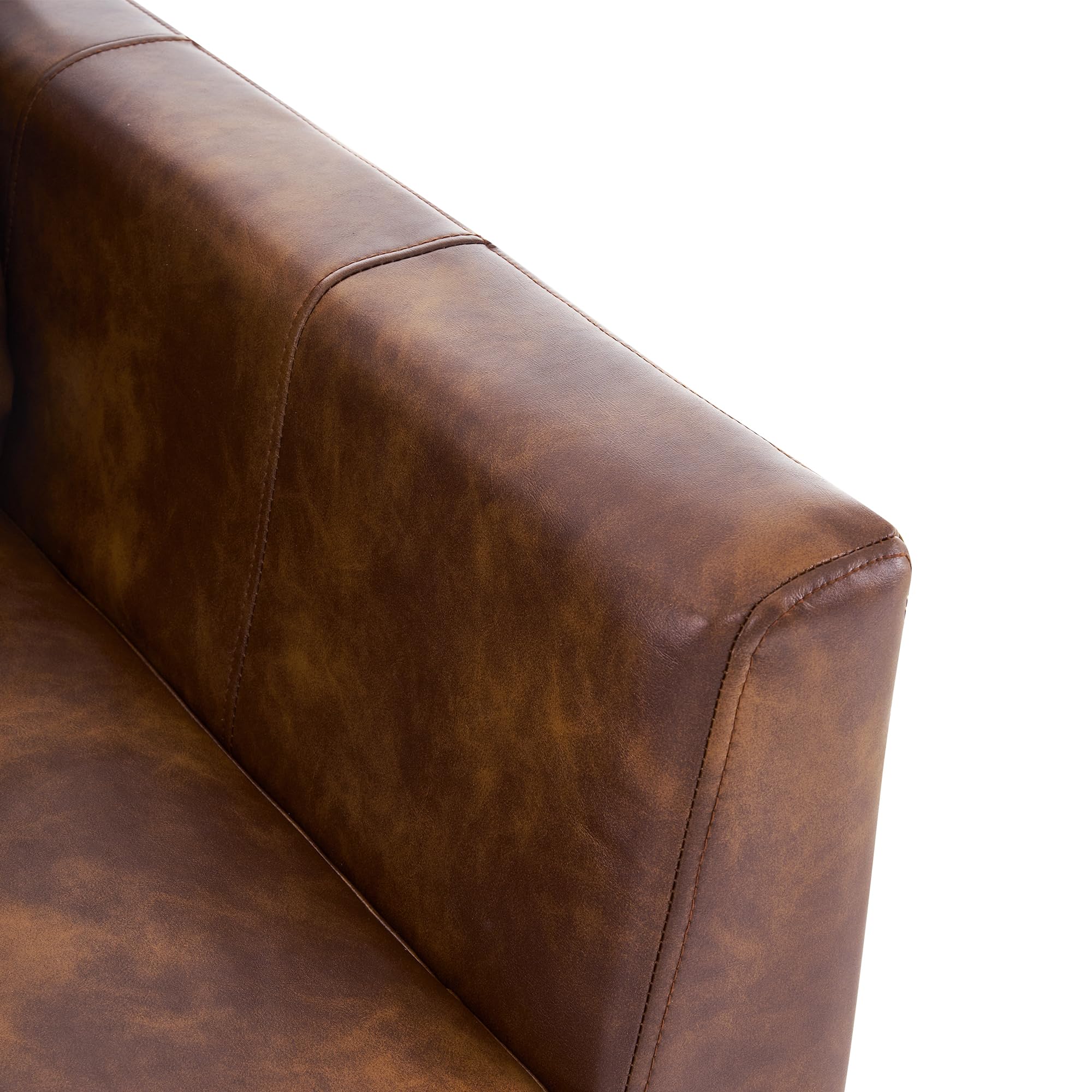Modern Accent Chair, Faux Leather Upholstered Lounge Armchair, Single Sofa Chairs for Living Room Office 4629 (1, Brown)