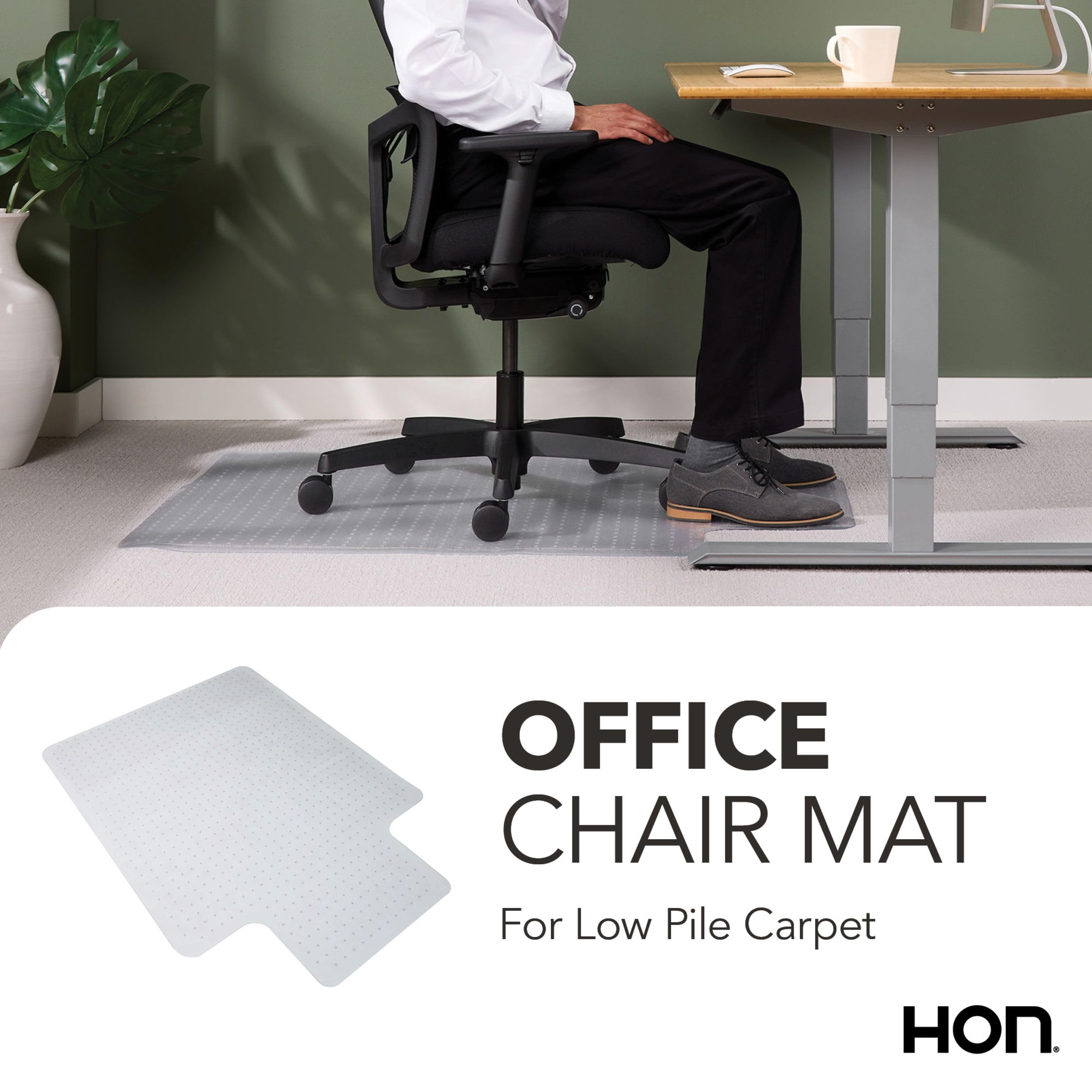 Office Chair Mat for Carpet, Clear Desk Mat with Extended Lip for Rolling Computer Chairs, Heavy Duty Vinyl Floor Protector for Low Pile Carpet, 36 x 48 in, Clear