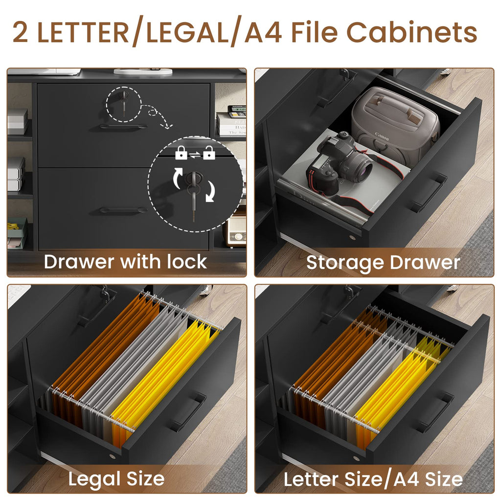 44" File Cabinet with Lock, Filing Cabinet fits Legal/Letter Size