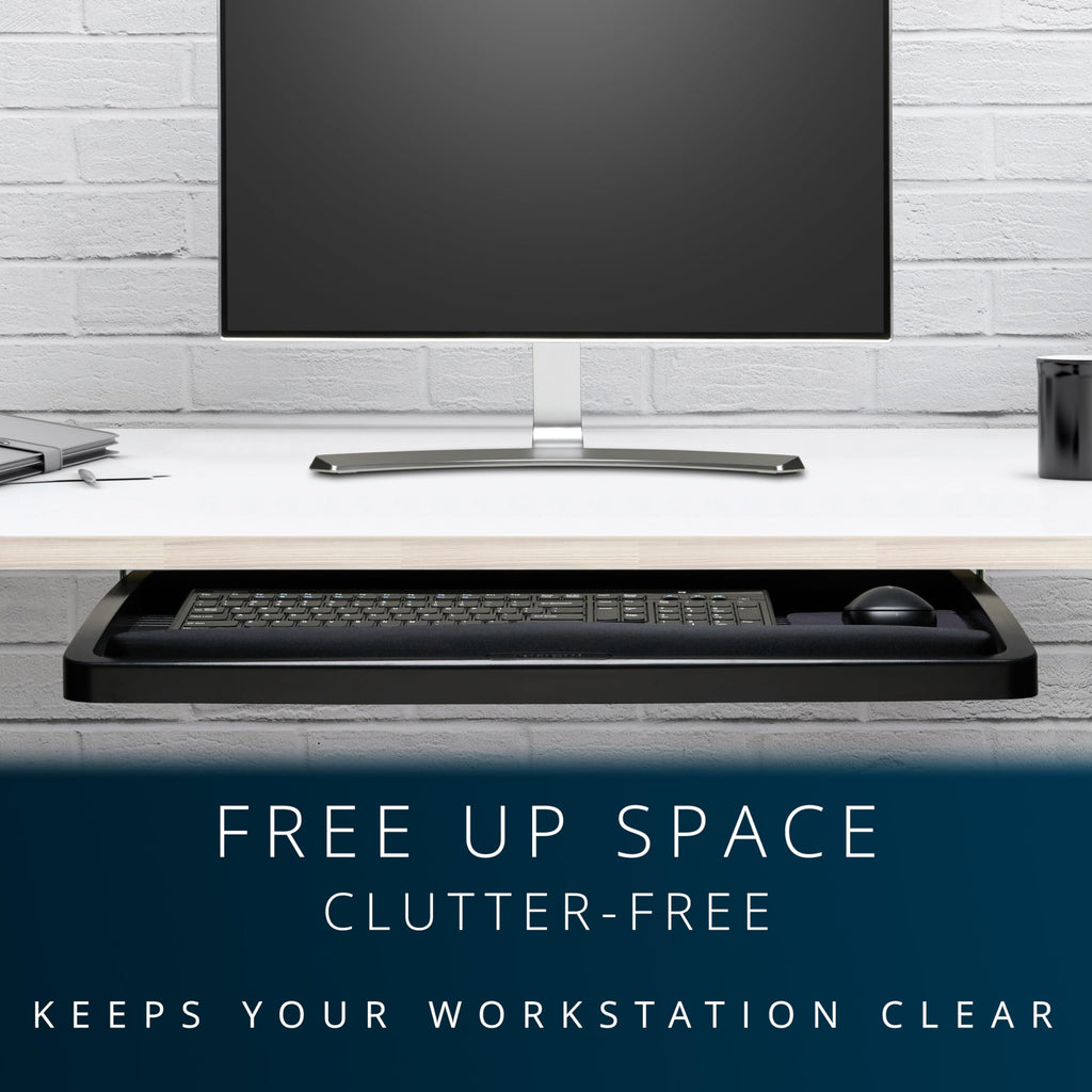 Keyboard Tray Under Desk, SmartFit Ergonomic Slide-Out Keyboard Drawer with Cable Management, Extra-Wide Height Adjustable Keyboard Holder, 24.5" x 11.75", Black