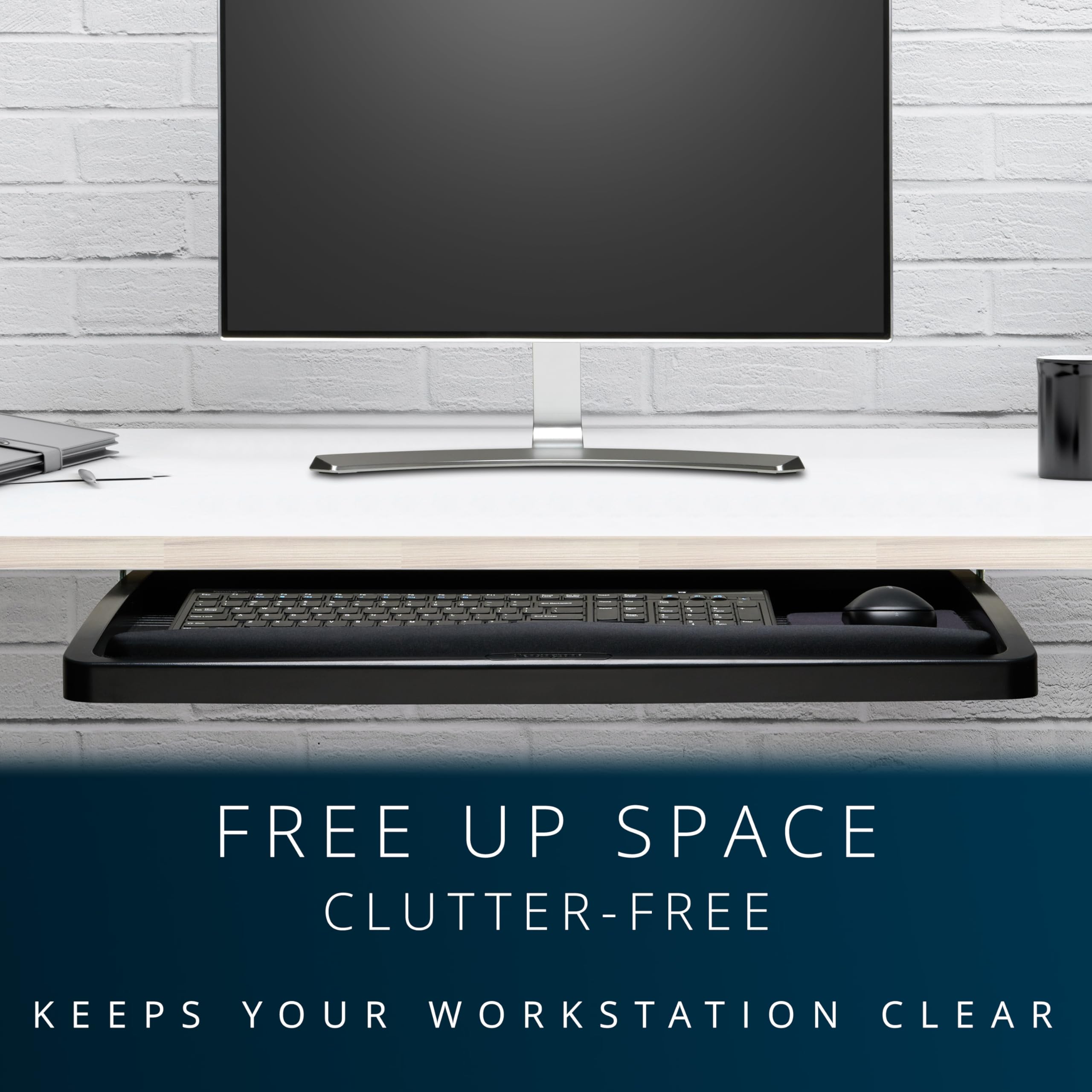 Keyboard Tray Under Desk, SmartFit Ergonomic Slide-Out Keyboard Drawer with Cable Management, Extra-Wide Height Adjustable Keyboard Holder, 24.5" x 11.75", Black