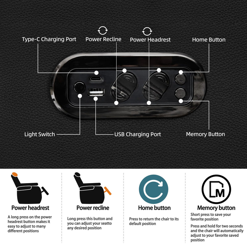 Top Grain Leather Home Theater Seating Seats, Simple Style Dual Power Movie Gaming Sofa Movie Theater Chairs Recliner Sofa with Type-C USB Charger Cup Holders (Black, Row of 5)